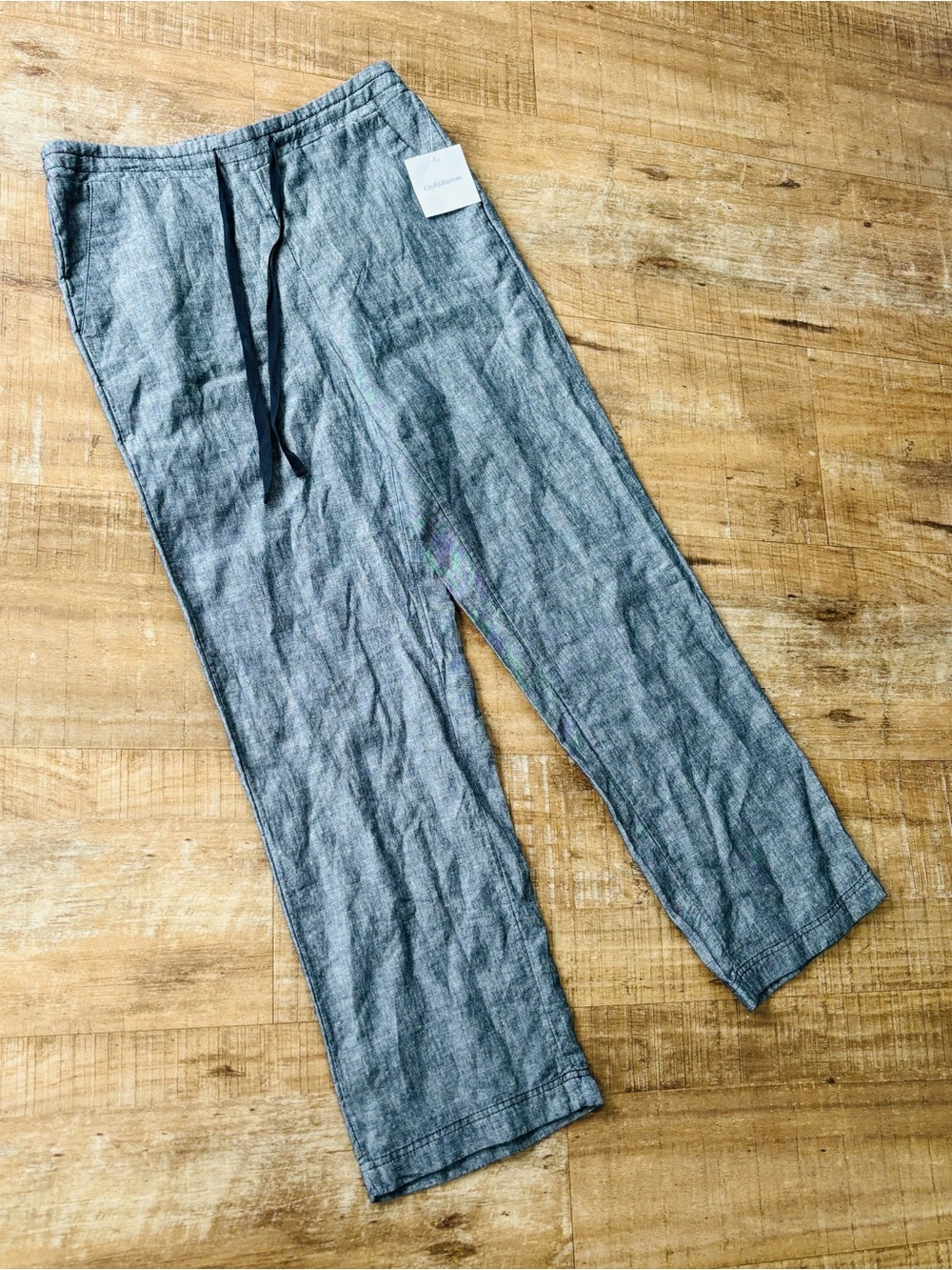 NWT Croft & Barrow heather grey linen straight leg relaxed pant size medium